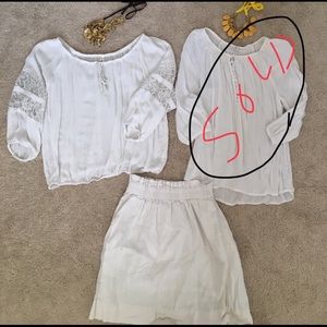 1 White blouse and 1 white linen skirt